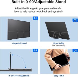 Moniteur externe portable 15,6 pouces 1920x1080, sans pilote, plug-and-play, large compatibilité <span class=keywords><strong>OS</strong></span> pour les systèmes Windows et <span class=keywords><strong>Mac</strong></span>, ordinateurs portables - Product Image 4