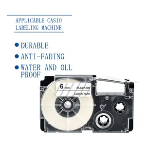 Cartuccia Standard compatibile del nastro dell'etichetta adesiva per la XR-6X del XR-6WE di CASIO XR-6RD XR-6BU serie della stampante di 6MM Multi etichetta cassetta