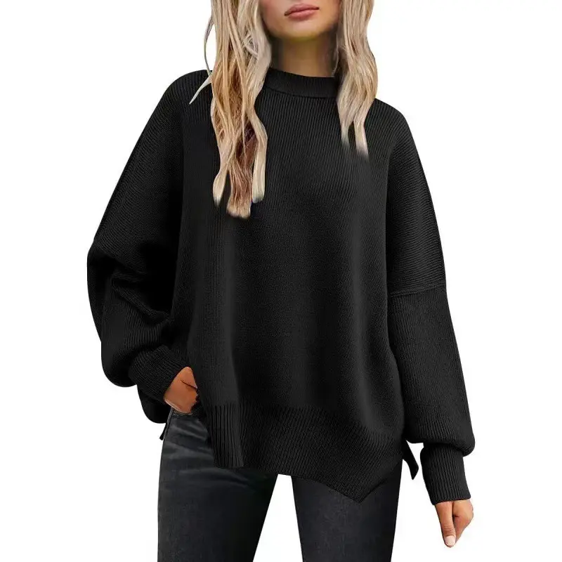 Fashionable European and American Women s Round Neck Bat Sleeve Sweater for Versatile Style