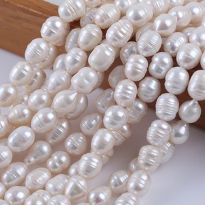 Vente directe de perles d'eau douce naturelles semi-finies en forme de riz rose de 15 cm 9-10 mm de Zhuji pour les accessoires de bijoux DIY - Product Image 3