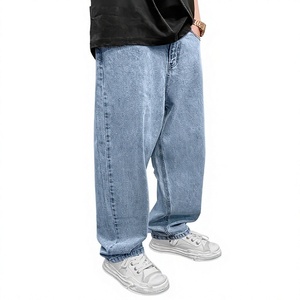 Men's Regular Fit Straight Harem Jeans Plus Size High Washed Denim Casual Style Spring Wear Resistant Wrinkle Quick Dry - Product Image 2