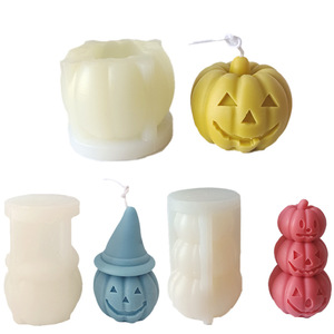 Molde de silicona 3D de calabaza para velas de aromaterapia DIY, resina, cera, yeso, arcilla, decoración y herramientas de repostería para Halloween - Product Image 2