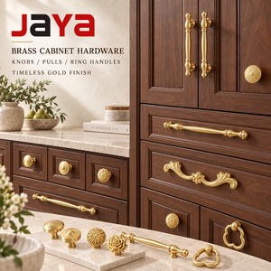 JAYA Brass Cabinet <strong>Knobs</strong> and Handles Luxury Gold Decorative Single Hole <strong>Knobs</strong> and Furniture Drawer Pulls for Kitchen Wardrobe - Product Image 1