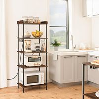 Étagère de cuisine moderne en métal à plusieurs niveaux, support vertical pour micro-ondes et four avec prise de courant, étagère de rangement verticale