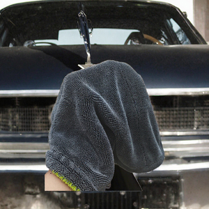 <b>Black</b> Microfiber Woven Twist Towel Loop Design Quick Dry Rectangle Home Use Drying <b>Cloth</b> - Product Image 2