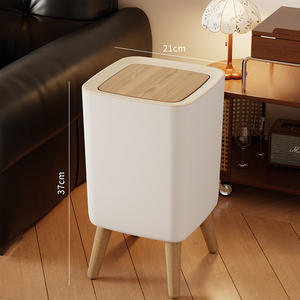 बड़ी क्षमता 12 एल पर्यावरण के अनुकूल कचरा बिन रेट्रो चीनी लकड़ी के अनाज ढक्कन खुले शीर्ष पीपी घरेलू रसोई बाथरूम भंडारण बाल्टी - Product Image 1