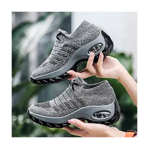 Cheap Fashion Breathable Woman Sock Shoes Walking Sports Shoes Ladies Wedge Sneakers