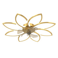 Moderno salón comedor control remoto ventiladores de techo de flores nórdicas con luces y control remoto