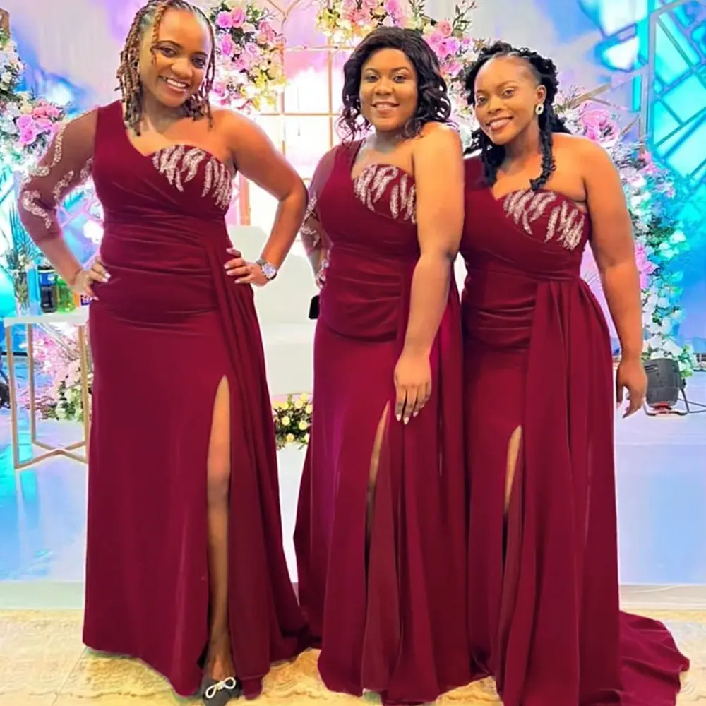Latest patterns plus size african sexy summer long bridesmaid dresses for wedding