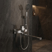 Ensemble de douche de mitigeur de robinet de salle de bain en laiton chromé et mitigeur de douche longue avec ensemble de douche à main