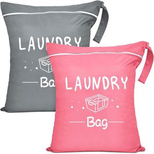 2 Pcs <b>Travel</b> <b>Laundry</b> <b>Bag</b> - Waterproof Wet Dry Washable <b>for</b> Dirty Clothes, Bathing Suit, Workout, Gym, Swimming - Product Image 1