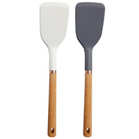 Ensemble de Cuisine Haut de Gamme en Silicone et Manches en Bois, Vente Chaude, Ustensiles et Gadgets de Cuisson