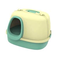 UJEAVETTE Bac à litière pour chat entièrement couvert avec capot pour petits animaux et lapins Vert Fabriqué en Chine