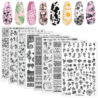 Plaque de stamping pour nail art en acier inoxydable, motif papillon, dentelle florale, plaque de transfert à motif écossais, modèle imprimé An de la Serpe