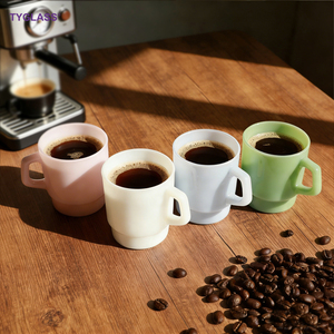 Tazas de Vidrio de Colores de 350 ml, Lindas Tazas de Café de Vidrio, Logotipo y Empaque Personalizados, Taza de Vidrio Apilable con Asa - Product Image 3