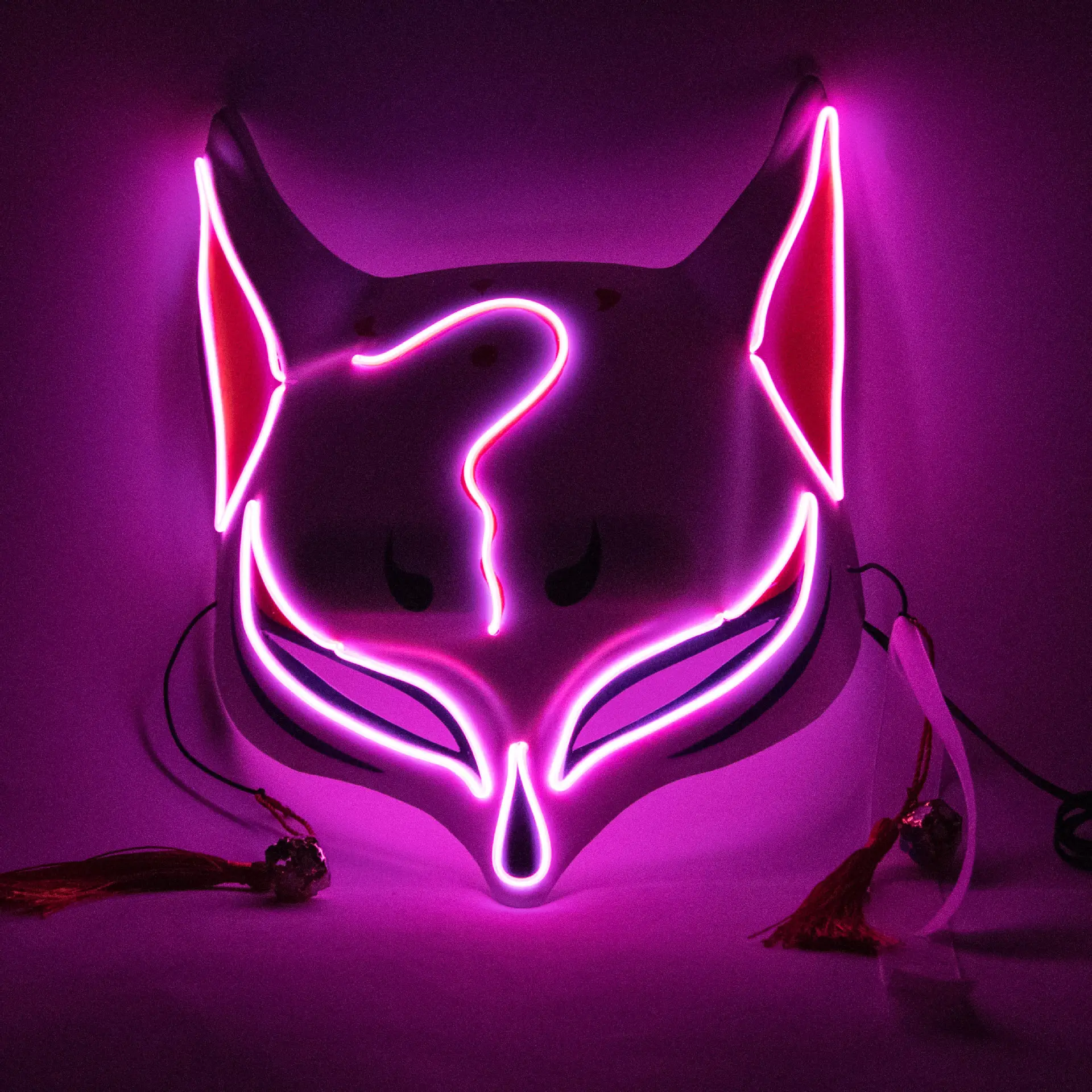 2023 маска для лица с неоновым освещением светодиодная маска лисы на поллица светящиеся маскарадные маски для вечеринок для женщин реквизит для фестиваля Хэллоуина