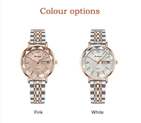Jam Tangan Wanita POEDAGAR 3013, Merek Fashion, Quartz, Tahan Air, Tampilan Tanggal dan Hari, Mewah, Warna Rose Gold, untuk Wanita, Cocok untuk Hadiah