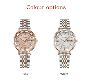 POEDAGAR 3013 Montre à Quartz <span class=keywords><strong>de</strong></span> Marque <span class=keywords><strong>de</strong></span> Mode pour <span class=keywords><strong>Femme</strong></span>, Étanche avec Affichage Date et Jour, Montre-bracelet <span class=keywords><strong>de</strong></span> <span class=keywords><strong>Luxe</strong></span> en Or Rose pour <span class=keywords><strong>Femme</strong></span>, Idée Cadeau - Product Image 6