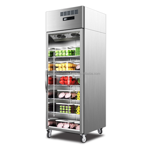 Réfrigérateur vertical à porte vitrée en acier inoxydable de 380 L, 1 porte, refroidissement par air, pour restaurant et cuisine - Product Image 1