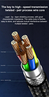 Cable USB Thunderbolt 4 Azul A392-2 de Alta Velocidad 8K 240W con Pares Trenzados para Micrófono, MP3, Carga Rápida para Altavoz y Monitor