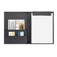 Carpeta de cuero pu con logotipo personalizado A4, portafolio de negocios, soporte de papel para documentos de hotel, soporte de libro de reserva, gran oferta
