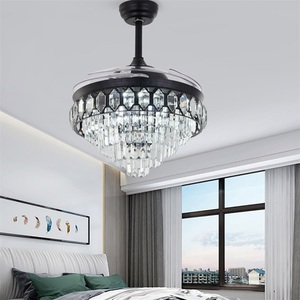 Ventilador <span class=keywords><strong>de</strong></span> araña sin aspas, lámpara <span class=keywords><strong>de</strong></span> <span class=keywords><strong>techo</strong></span> LED <span class=keywords><strong>de</strong></span> lujo moderna con Control remoto, color negro - Product Image 2