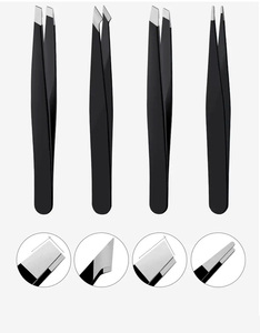 Pinzas para Cejas Negras de Acero Inoxidable Sólido, Puntas Inclinadas y Cuadradas, Pinzas Profesionales para Cejas GZ RTS, Pedido Mixto al por Mayor - Product Image 2