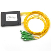 Splitter Fiber Optik PLC Tipe Kotak ABS 1*4 Single Mode dengan Konektor SC/APC untuk Penggunaan FTTX/FTTH