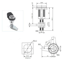 Serrure à came en alliage de zinc avec couvercle en plastique noir, verrou télescopique triangulaire, cylindre de verrouillage à came, serrure industrielle pour armoire WT