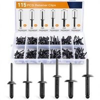 Assortiment de 115 rivets à pression universels en nylon pour automobile - 6 tailles et applications les plus populaires pour GM Ford Chrysler VW