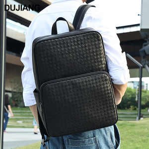 Dujiang Men's And Women's <b>Backpack</b> 20L Woven Design Large Capacity Business Travel Soft Handle <b>Black</b> - Product Image 5