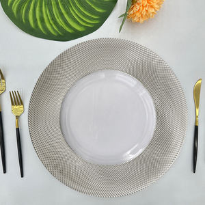 Assiettes rondes en maille dorée de 13 pouces avec logo personnalisé, vaisselle transparente, assiette à steak de 33 cm, vaisselle pour la salle à manger à domicile - Product Image 2