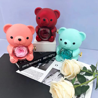 Coffret cadeau de bijoux créatif romantique saint valentin fête des mères anneau rotatif collier ours fleur éternelle