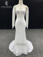 Robe de mariée trompette ivoire grande taille à épaules dénudées, avec décolleté cœur et appliques en dentelle, pour les acheteurs de boutiques de mariage, sur mesure