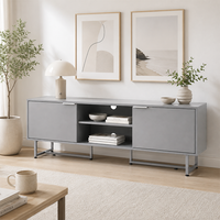 Meuble TV moderne avec rangements, centre de divertissement avec armoires et étagères ouvertes