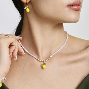 Verano pequeño fresco resina limón Margarita encanto joyería hecha a mano cuentas Shell cuentas fruta colgante collar para mujer - Product Image 3