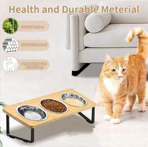 Yüksek kaliteli orijinal katı anti-kusma yükseltilmiş besleme dağıtıcı paslanmaz çelik Pet kedi kase Pet kediler köpekler besleyici tutucu - Product Image 6