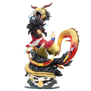 Figuras de 43cm bambola di grandi dimensioni quattro drago pugno Goku Super Saiyan doppia testa scultura ornamenti PVC attività figure