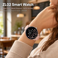 Montre connectée ZL02, moniteur de fréquence cardiaque, tension artérielle, SpO2, boîtier en aluminium, écran rond, logo personnalisé, OEM, vente en gros
