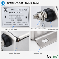 Filtre EMI triphasé à usage général QEMC1-C1-10A 10A 250/440VAC avec borne à goujon pour armoire de commande industrielle