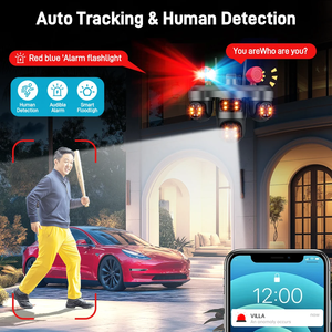 Cámaras de Seguridad CCTV Inalámbricas WiFi con IA UHD de 18MP, Triple Lente, Visión Nocturna de 360°, IP66 para Exteriores, PTZ, Tarjeta SIM 4G - Product Image 2