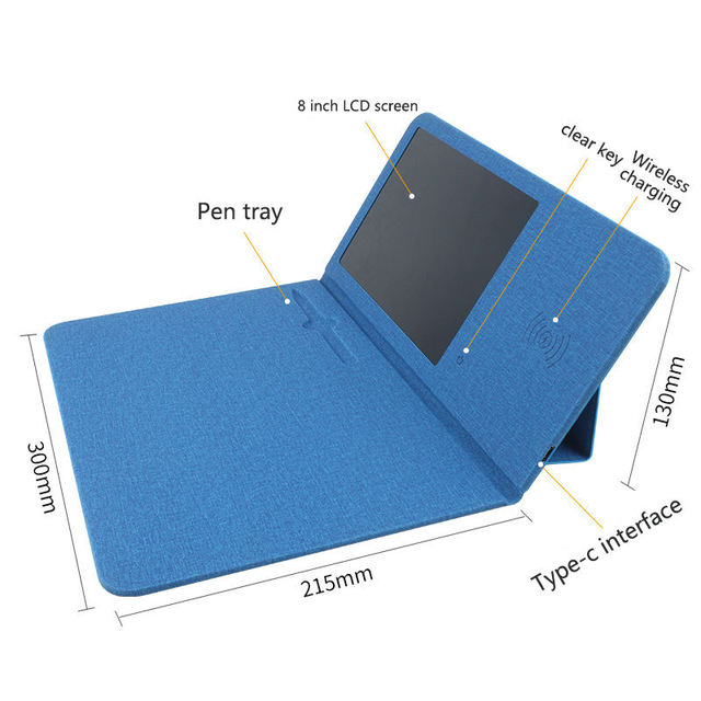 Multifunctional 15W 3 in 1 Wireless Fast Charging Mouse Pad With Liquid Crystal Display Leather Writing Pad for Office