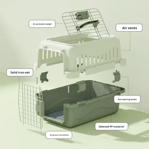 Evcil Hayvan Taşıma PP Hava Kutusu Kedi Köpek Uçak Taşıyıcısı Portatif Çanta Köpek Kafesi Araba Nefes Alabilir - Product Image 2