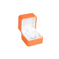 Boîte à bijoux de luxe en cuir PU orange, logo personnalisé, rectangle, emballage cadeau pour la Saint-Valentin, bague, collier, bracelet, boucles d'oreilles