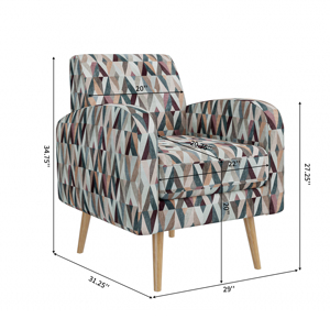 Sillón Tapizado con Patrón Geométrico Triangular Vintage, con Reposabrazos y Patas de Madera, Sofá Individual para Balcón de Apartamento - Product Image 4