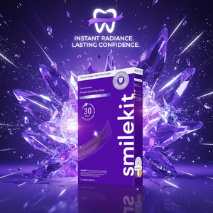 Nuevas Tiras Blanqueadoras de Dientes <span class=keywords><strong>V34</strong></span> Púrpuras con Aroma a Menta y Aplicación de 30 Minutos en Caja Púrpura Pequeña - Product Image 1