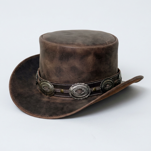Chapeau de cowboy vintage en cuir véritable, style western, pour ranch, rodéo, équitation, extérieur, mode, à large bord, fait main, qualité supérieure - Product Image 1