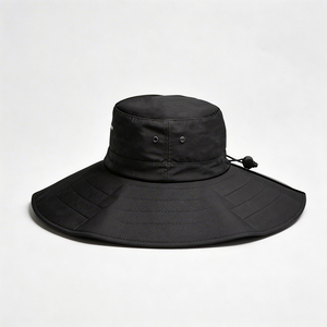 Chapeau de soleil unisexe noir à large bord avec logo ECOFLOW, protection UV, imperméable, pour activités de plein air, pêche, randonnée, voyage décontracté, motif quadrillé sur le bord - Product Image 3