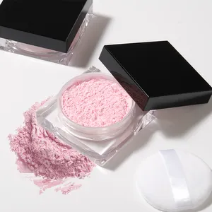 Light pink plástico maquiagem compactl cosméticos vazio pó solto recipiente maquiagem jar com peneira recipiente de pó cosmético