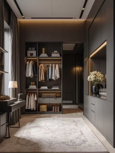 Nouvelle Armoire de Rangement Minimaliste Noire en Mélaminé pour Hommes, Personnalisable, Portable, pour <span class=keywords><strong>Dressing</strong></span> ou Penderie - Product Image 4
